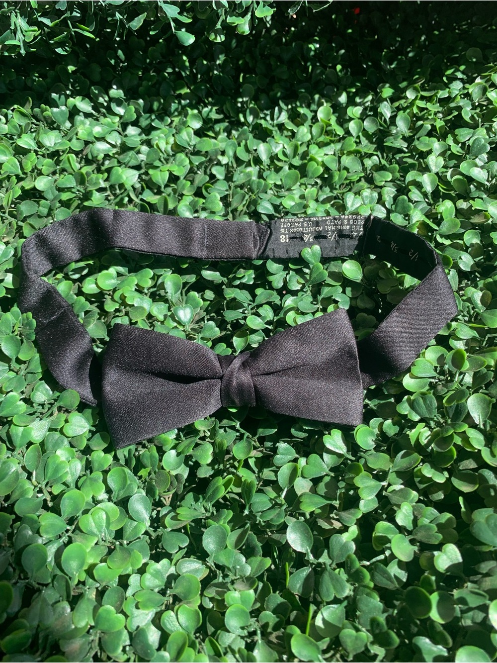 Vintage 90s After Six black synthetic pillowy satin formal evening bow tie 14-18